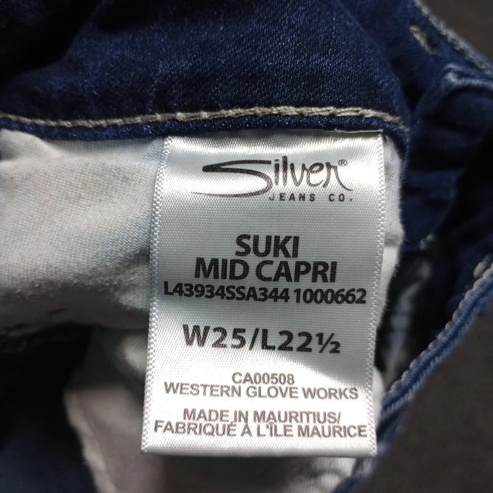 Silver Jeans Women 25 Suki Mid Capri Fade Out Stretch Ladies Denim Pants - Picture 5 of 8